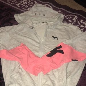 VS Pink high-low full zip hoodie